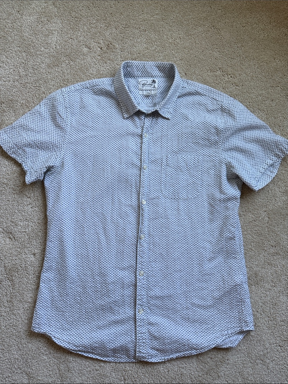 Bonobos White and Blue Geometric Short-Sleeve Button-Down Shirt